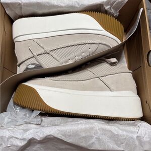 UGG Cream and White Sneakers with Soft Suede Upper and Thick Midsole